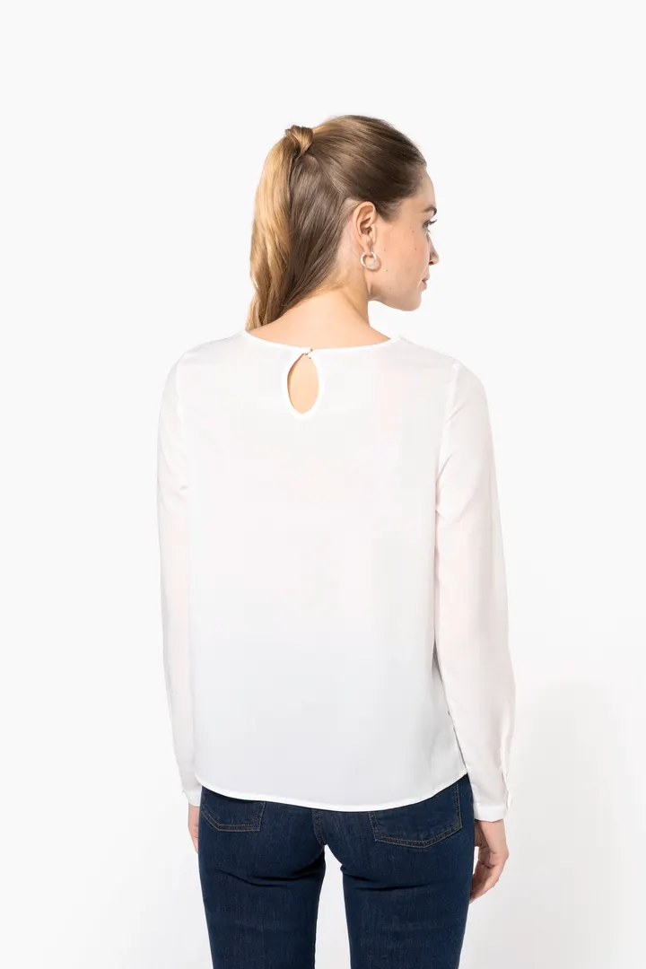 Langarm-Kreppbluse für Damen 4