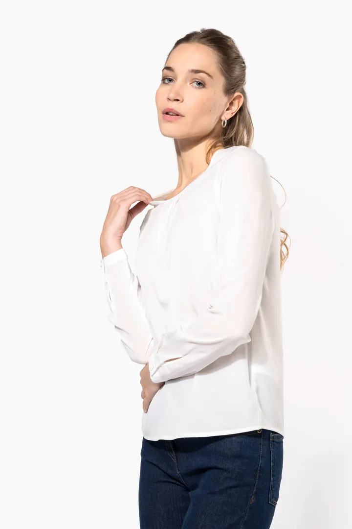 Langarm-Kreppbluse für Damen 5
