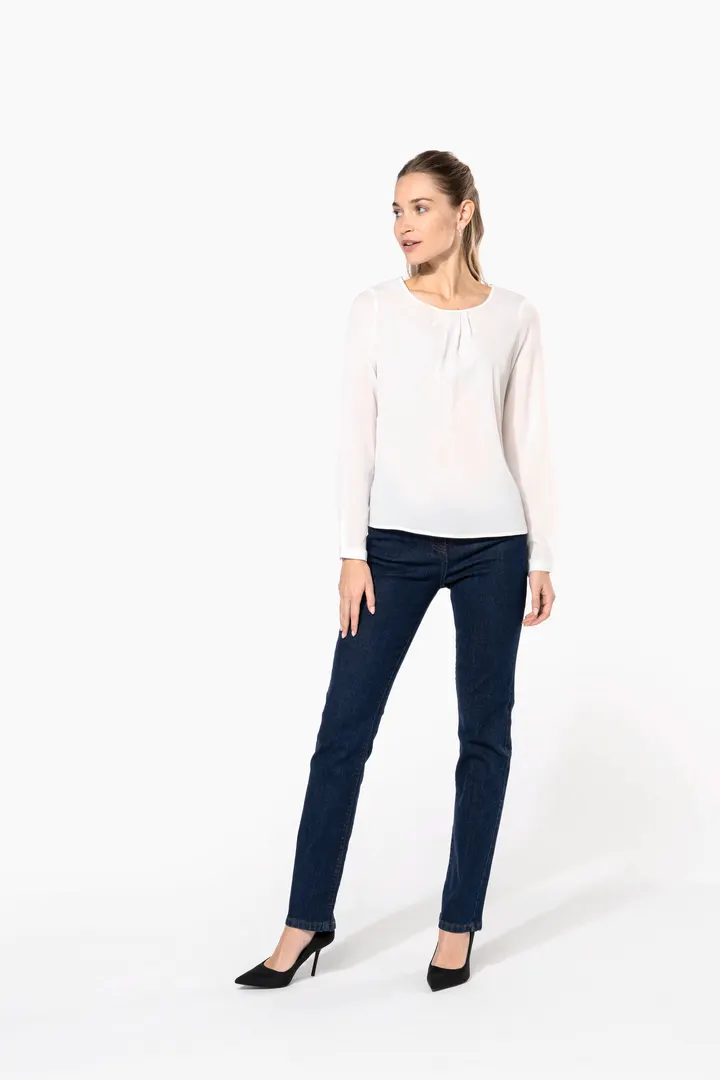 Langarm-Kreppbluse für Damen 6