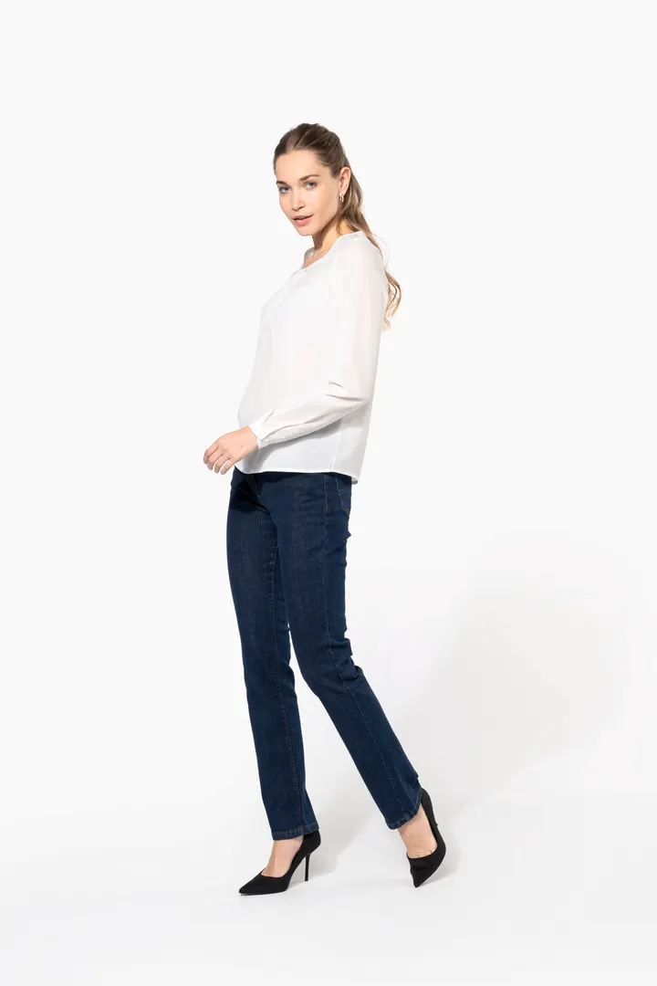 Langarm-Kreppbluse für Damen 7