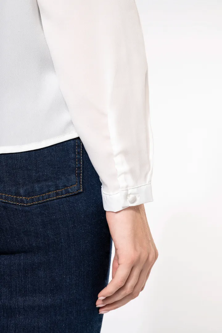 Langarm-Kreppbluse für Damen 10