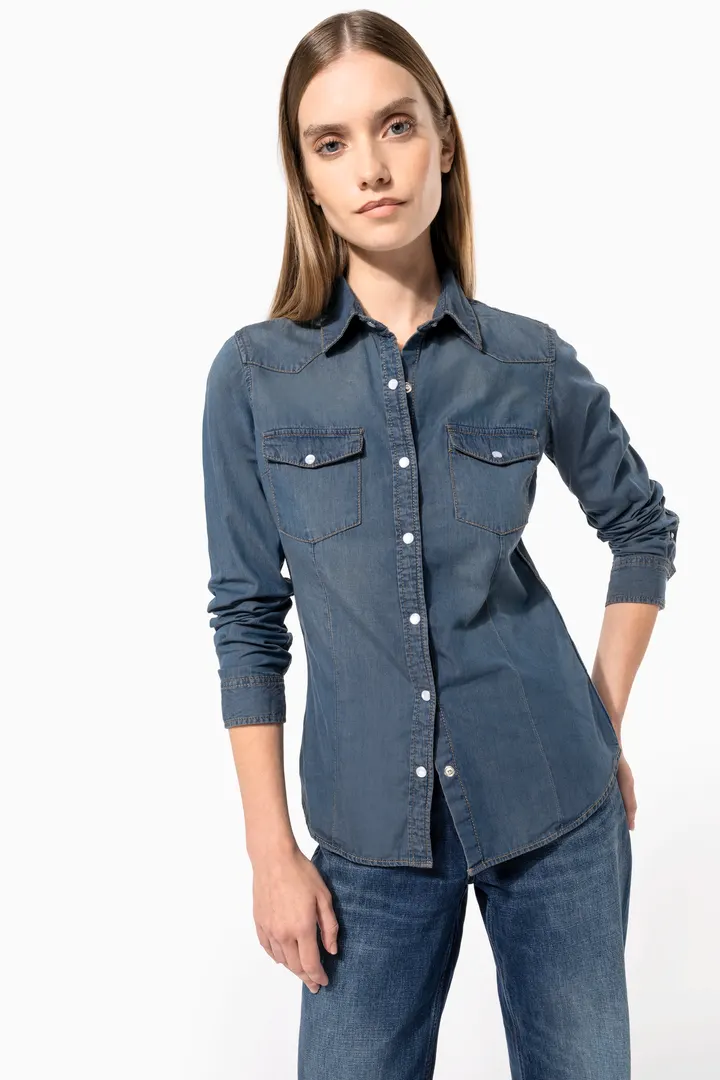 Damen denim-hemd langarm 18
