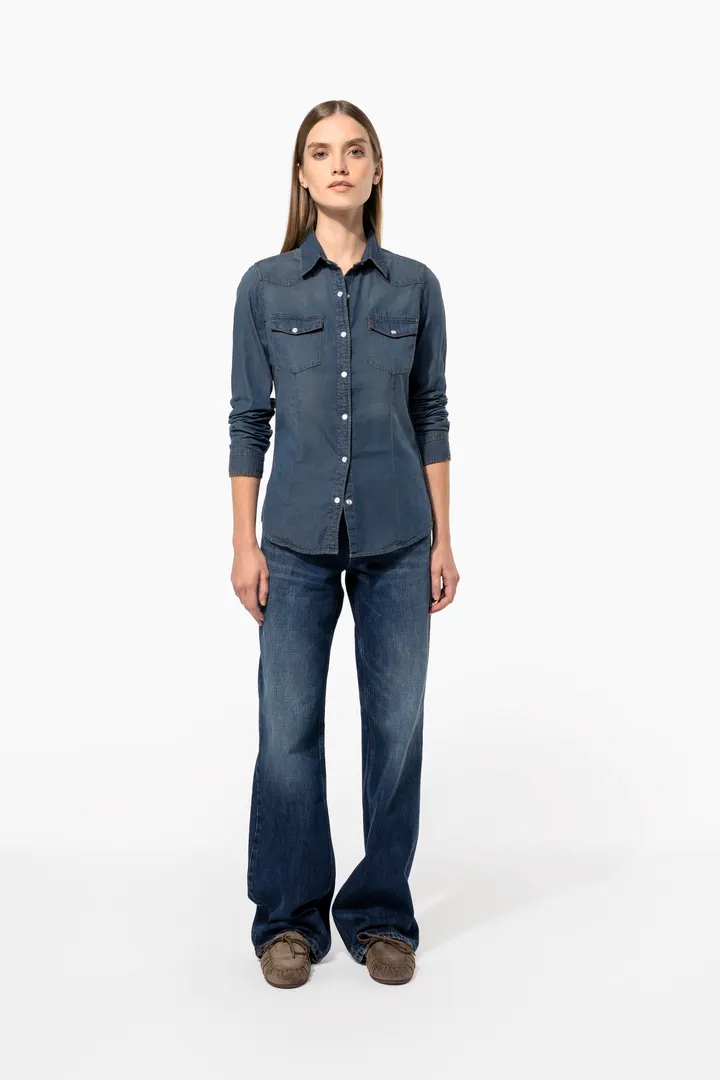 Damen denim-hemd langarm 19