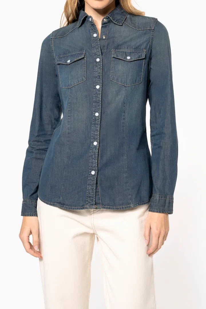 Damen denim-hemd langarm 2