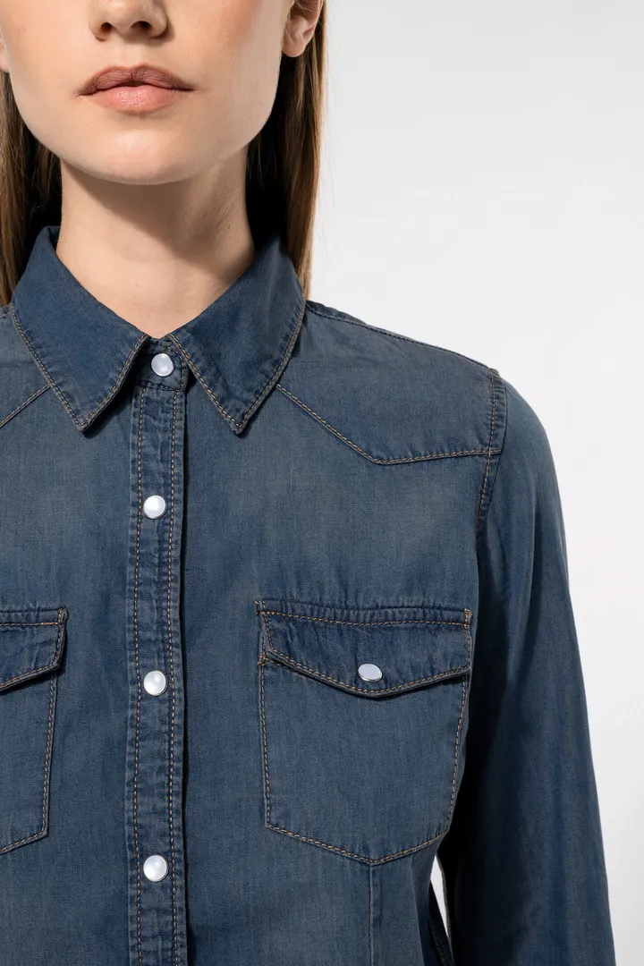 Damen denim-hemd langarm 4