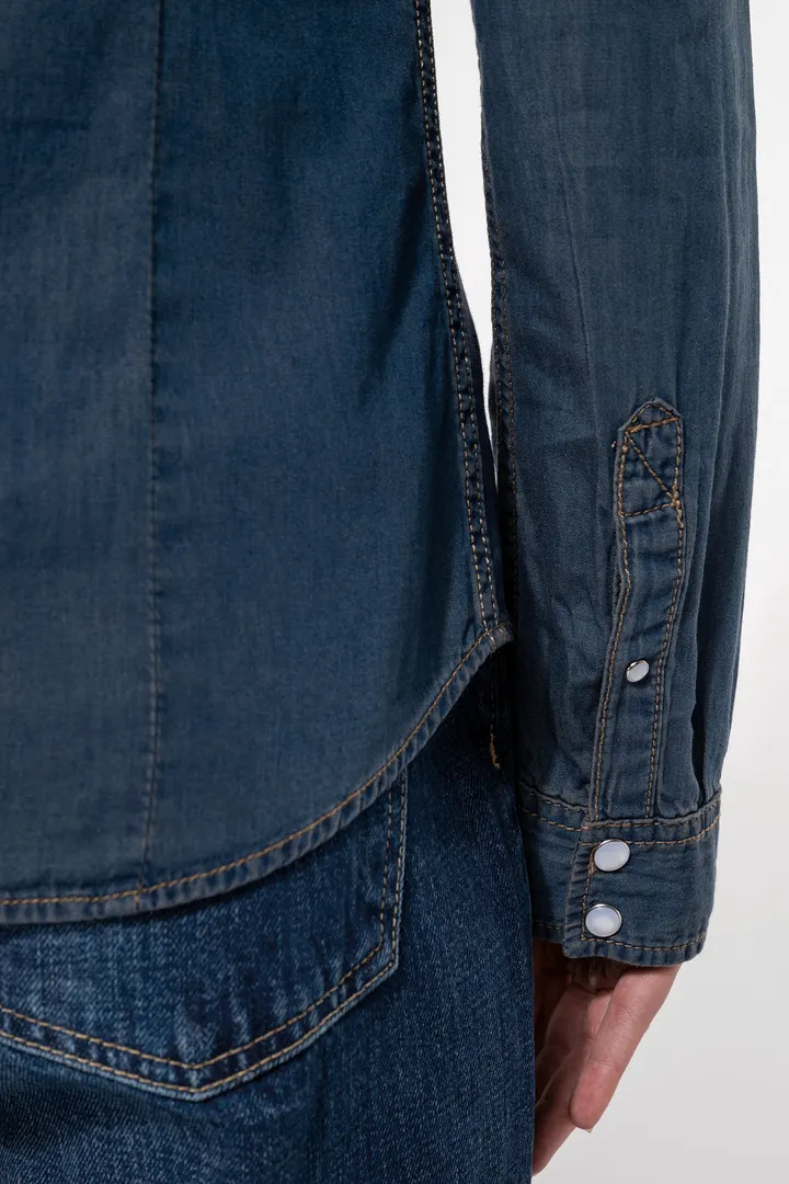 Damen denim-hemd langarm 5
