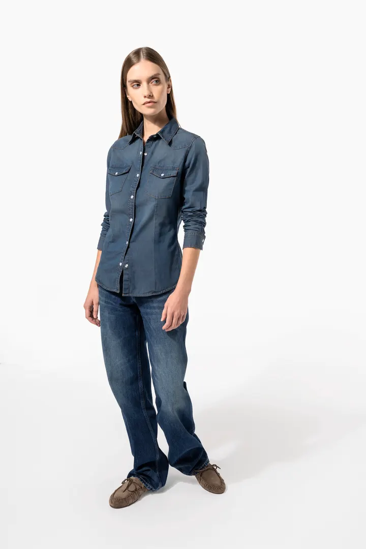 Damen denim-hemd langarm 9