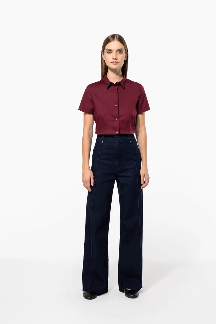 Chemise coton / élasthanne manches courtes femme