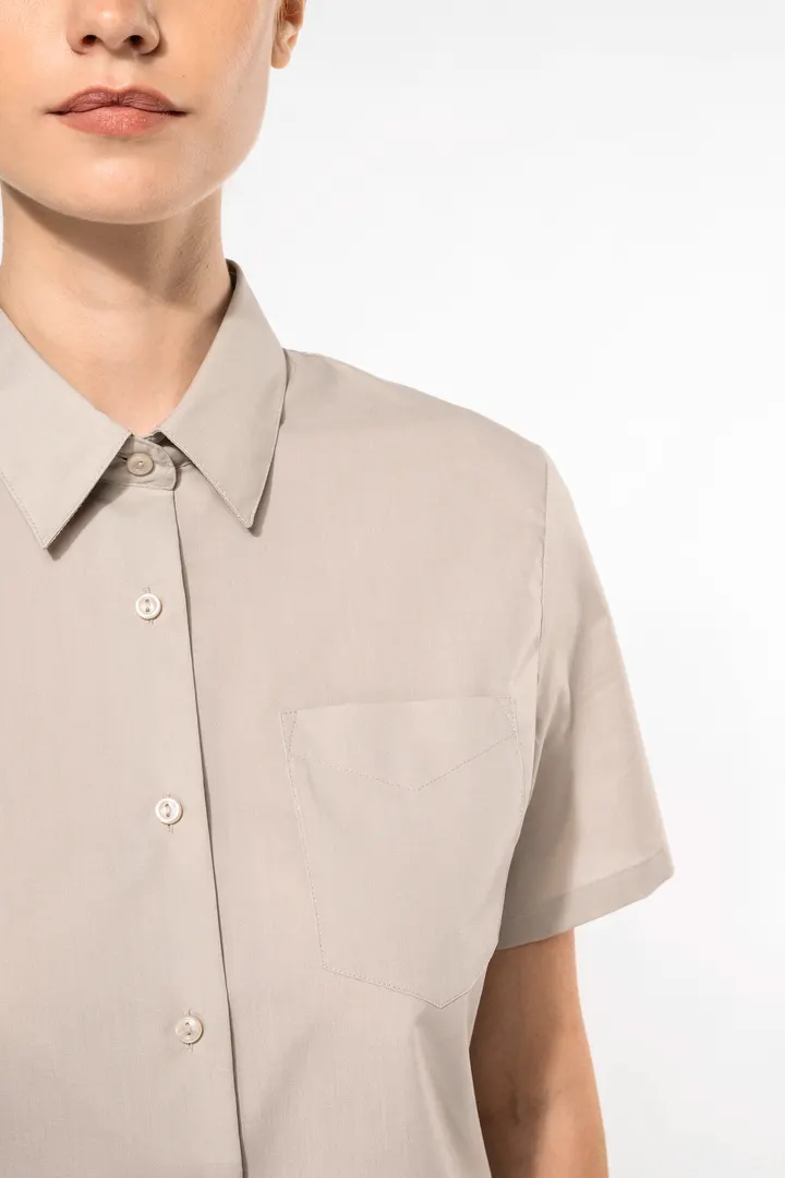 Popeline-Kurzarmhemd Baumwollpolyester pflegeleicht für Damen 5