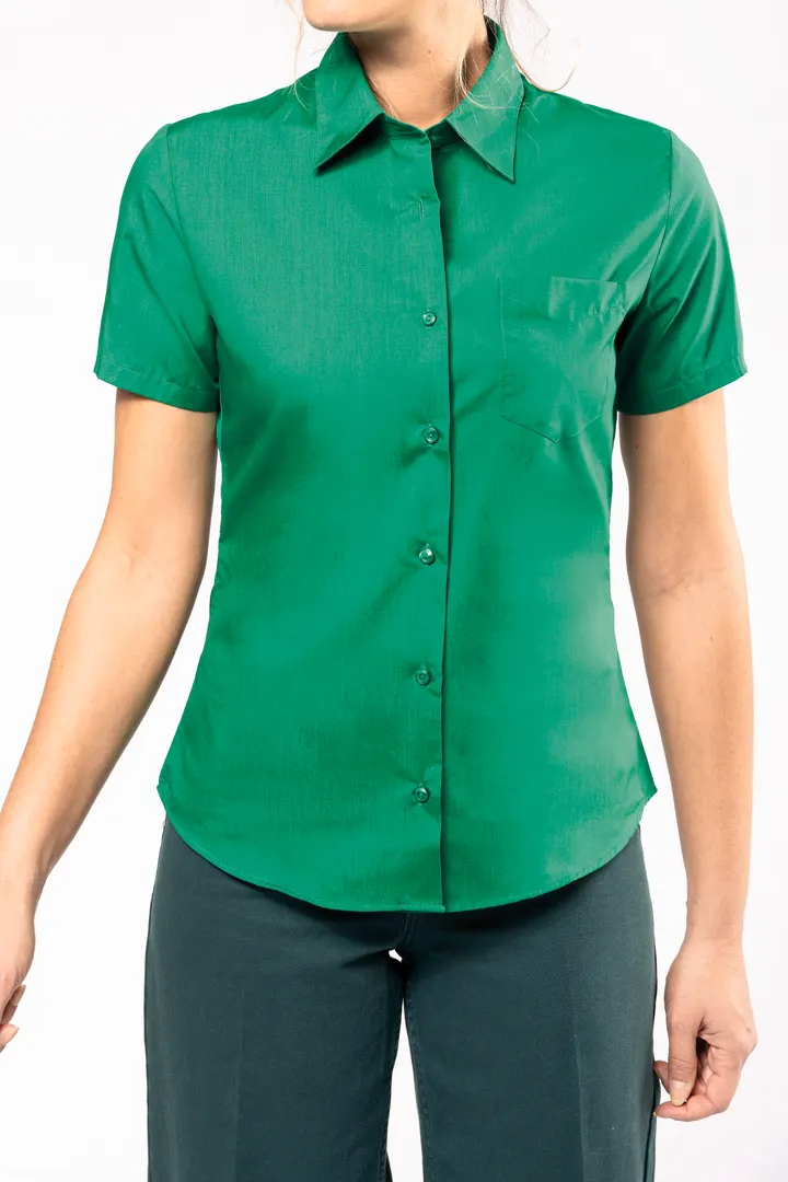 Popeline-Kurzarmhemd Baumwollpolyester pflegeleicht für Damen 2