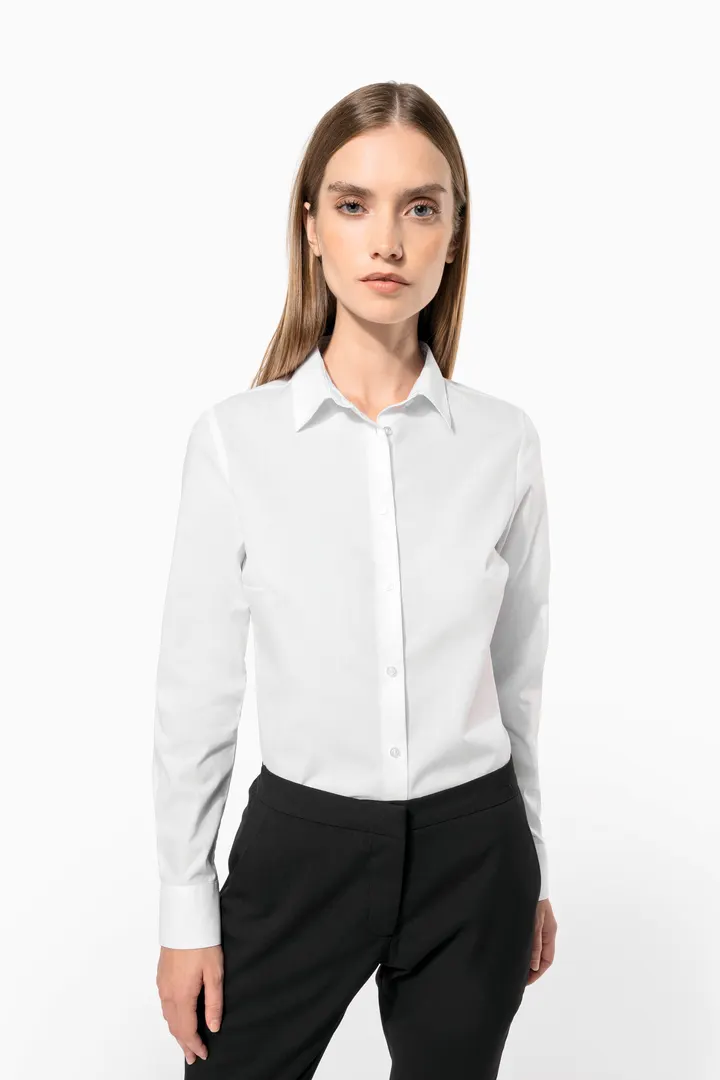 Chemise popeline polycoton sans poche entretien facile femme 12
