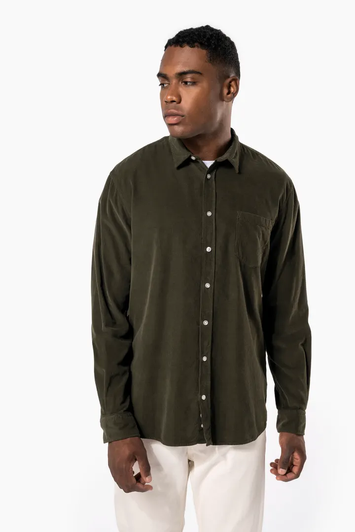 Chemise manches longues en velours homme 5