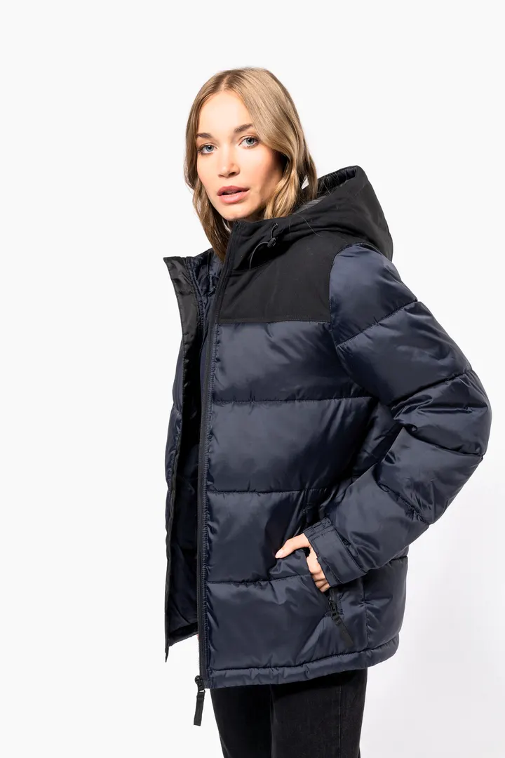 Unisex Steppparka mit Kapuze in zwei Farbtönen 17