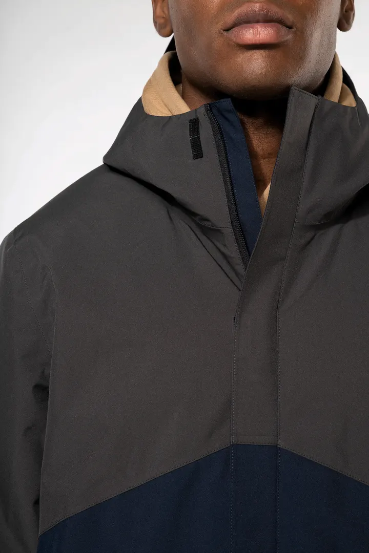 Wasserdichter 3-in-1-Unisex-Parka mit zweifarbiger Kapuze 14