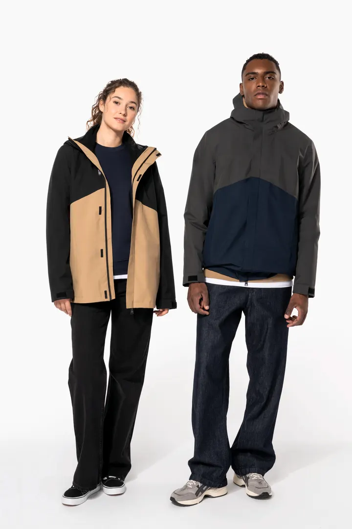 Wasserdichter 3-in-1-Unisex-Parka mit zweifarbiger Kapuze 3
