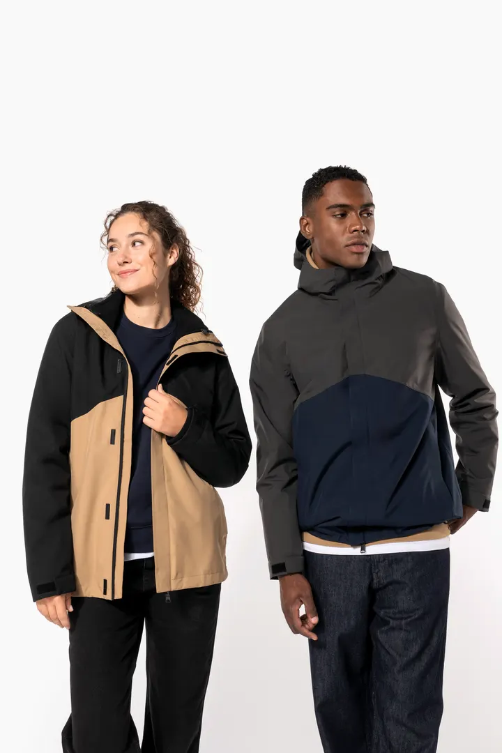 Wasserdichter 3-in-1-Unisex-Parka mit zweifarbiger Kapuze 1