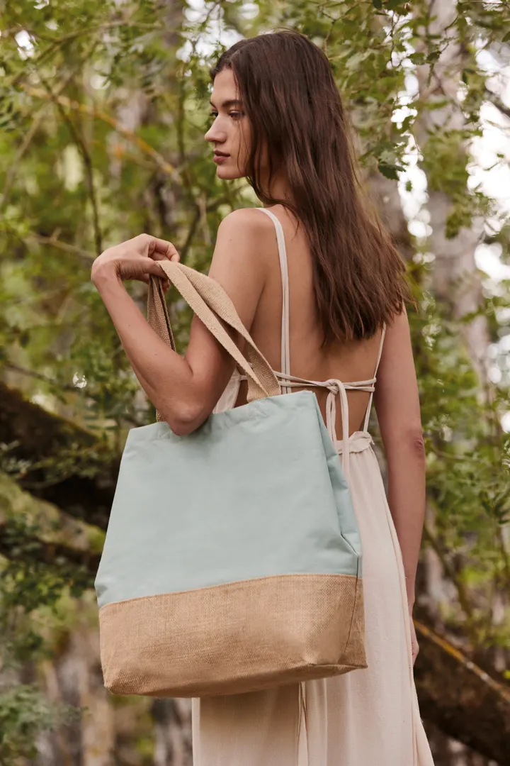 Sac shopping en toiles de coton et jute 5