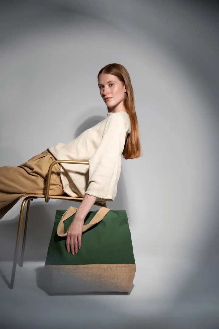 Sac shopping en toiles de coton et jute 2