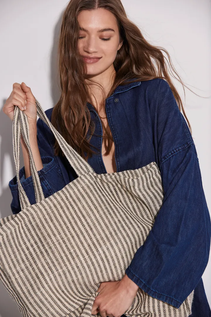 Sac shopping à rayures en juco 1