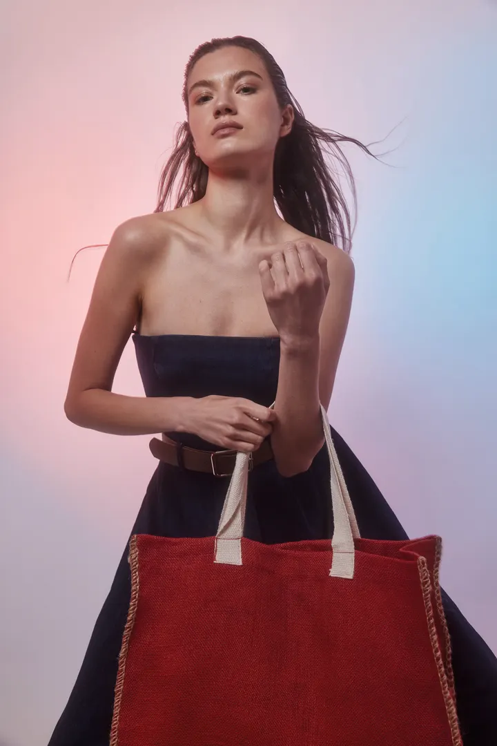 Jutetasche mit Kontrastnähten 7