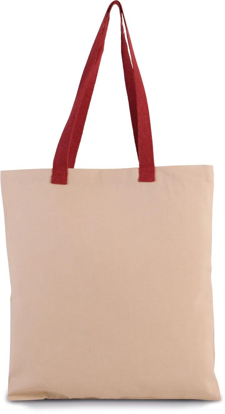 Flache Shoppingtasche aus Tuch mit kontrastfarbenem Griff