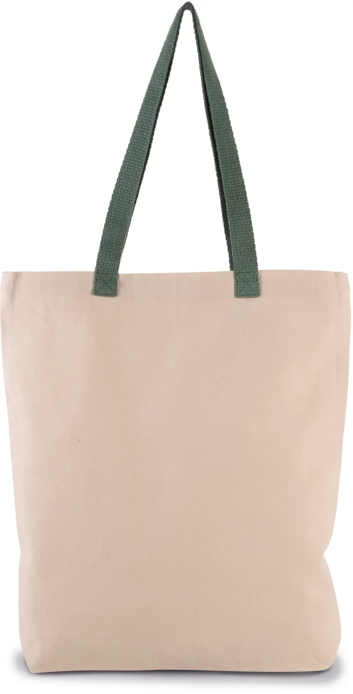 Shoppingtasche mit Seitenfalte und kontrastfarbenem Griff