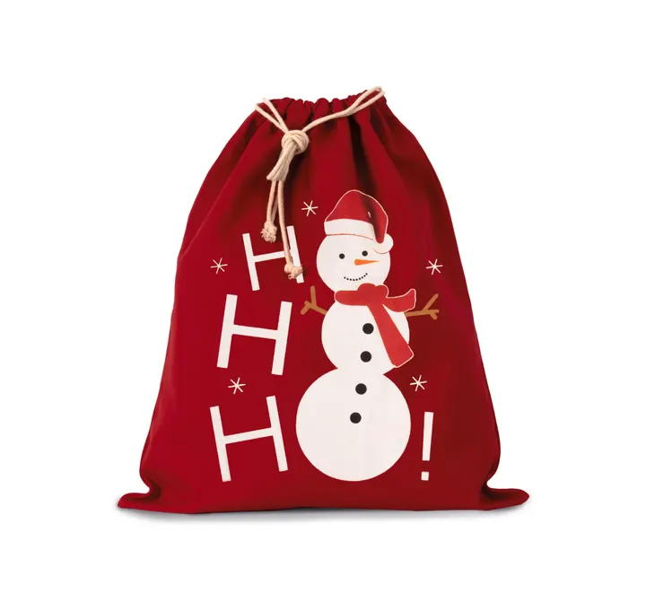 Baumwolltasche mit Kordelzug und Schneemannmotiv 2