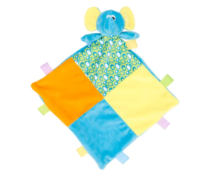 Doudou plat multicolore éléphant 2