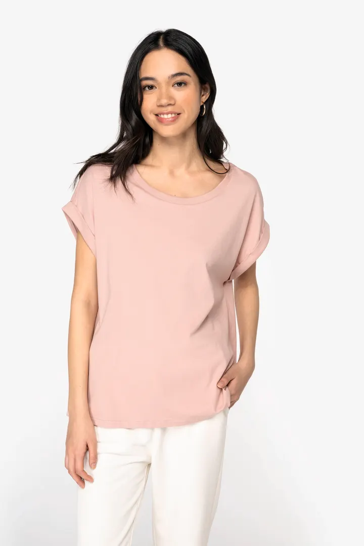 T-shirt écoresponsable manches à revers femme 1