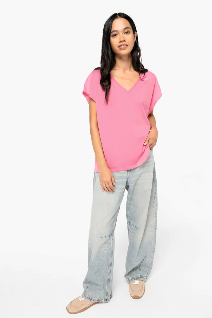 T-shirt écoresponsable loose à col V femme