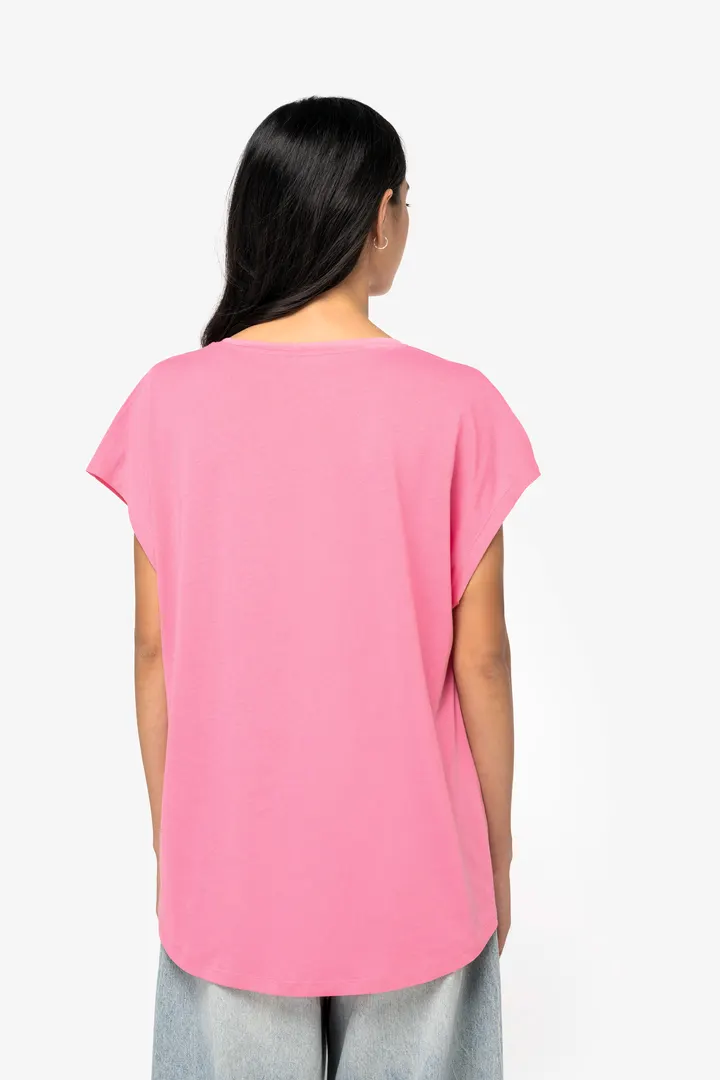 T-shirt écoresponsable loose à col V femme 4