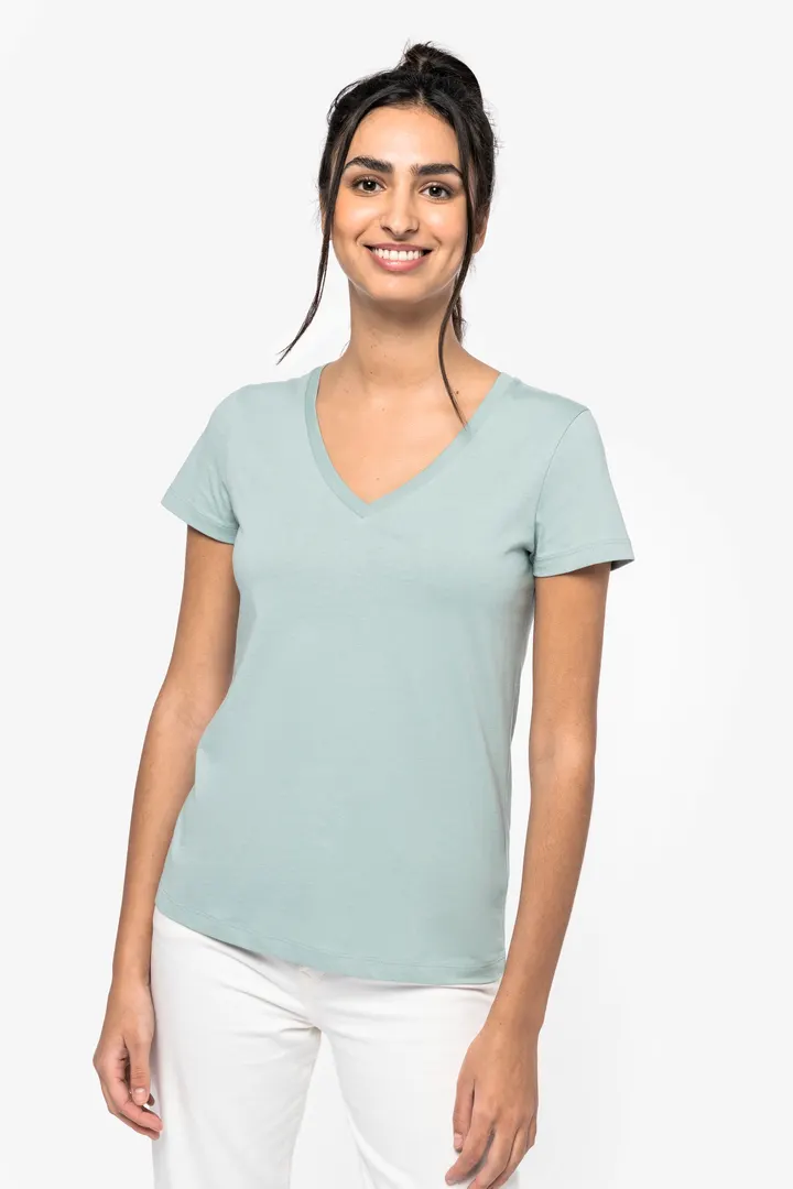 Damen Umweltfreundliches T-Shirt mit V-Ausschnitt 6