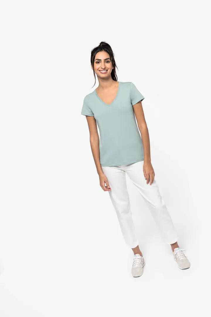 Damen Umweltfreundliches T-Shirt mit V-Ausschnitt 5