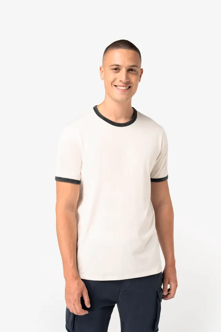 T-shirt ringer écoresponsable à bords contrastés effet délavé homme 3
