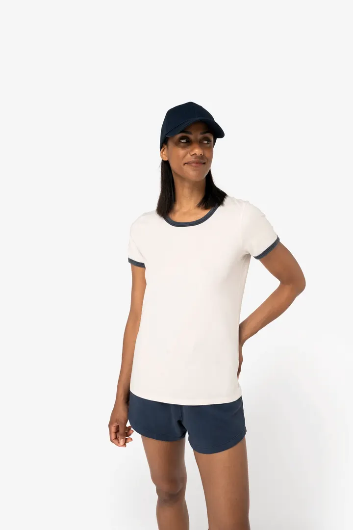 T-shirt ringer écoresponsable à bords contrastés effet délavé femme 5
