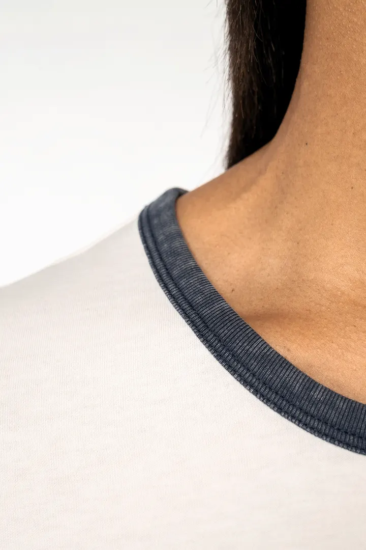 T-shirt ringer écoresponsable à bords contrastés effet délavé femme 8