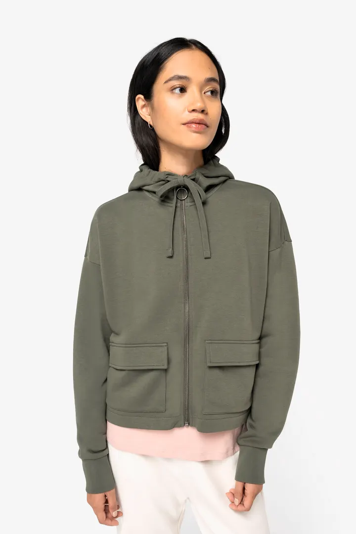 Sweat-shirt écoresponsable zippé à capuche French Terry femme 7