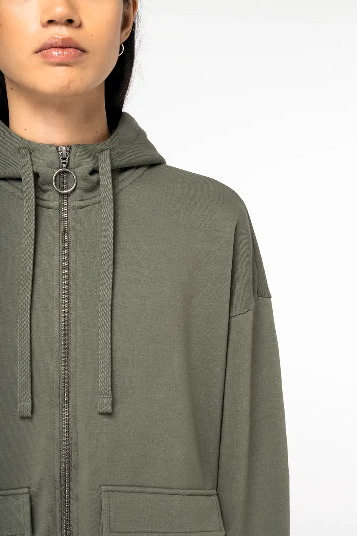 Sweat-shirt écoresponsable zippé à capuche French Terry femme 1