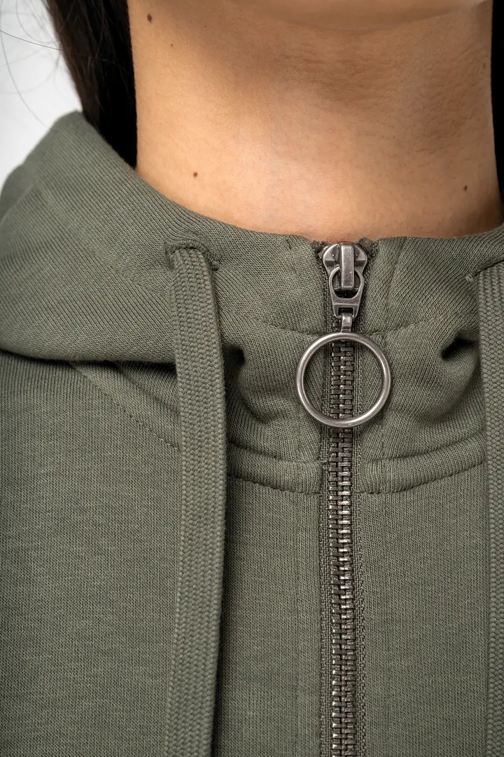 Sweat-shirt écoresponsable zippé à capuche French Terry femme 2