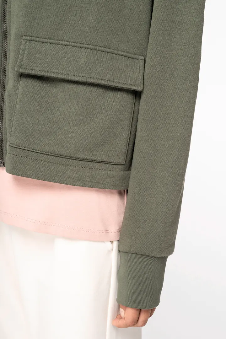 Sweat-shirt écoresponsable zippé à capuche French Terry femme 3