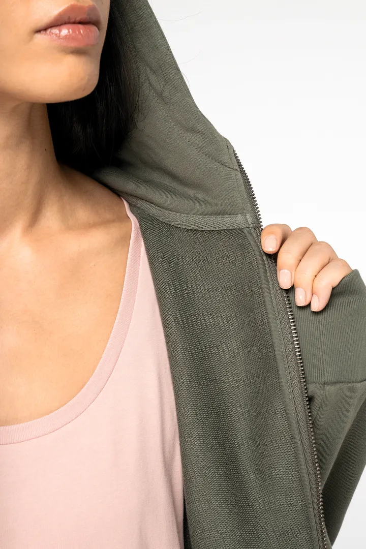 Sweat-shirt écoresponsable zippé à capuche French Terry femme 4