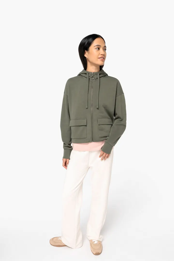 Sweat-shirt écoresponsable zippé à capuche French Terry femme 6