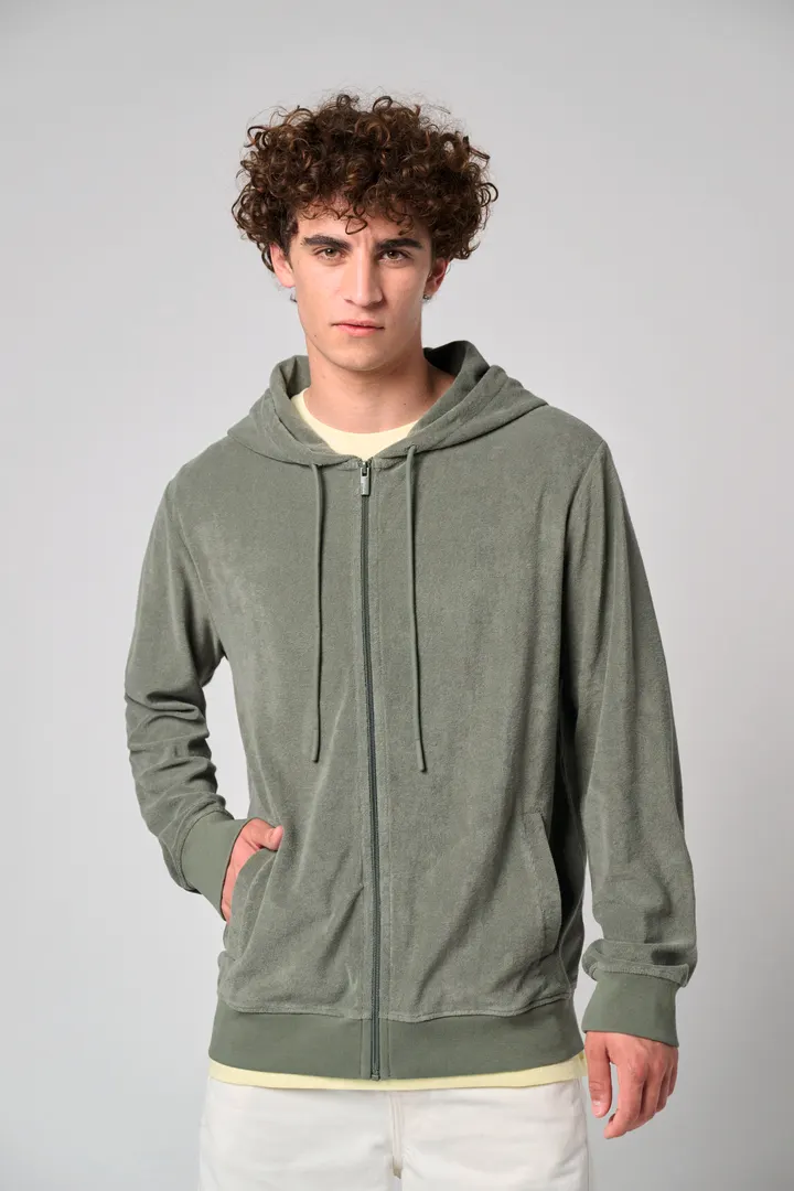 Sweat-shirt écoresponsable en éponge zippé à capuche homme 2