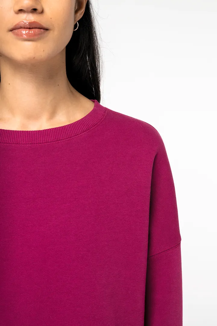 Umweltfreundliches cropped Oversize Damen Sweatshirt mit Rundhalsausschnitt 1