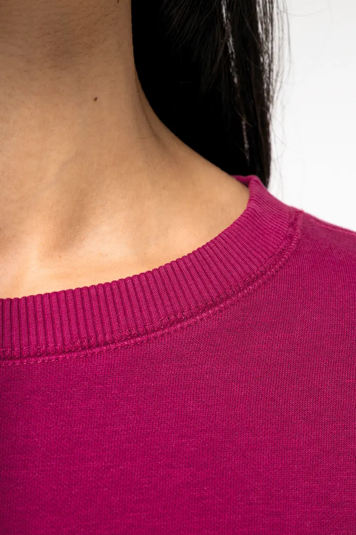 Umweltfreundliches cropped Oversize Damen Sweatshirt mit Rundhalsausschnitt 2