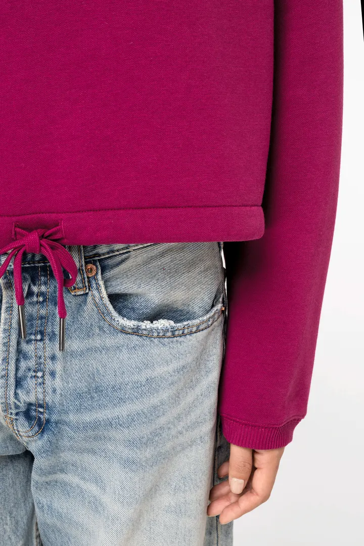 Umweltfreundliches cropped Oversize Damen Sweatshirt mit Rundhalsausschnitt 3