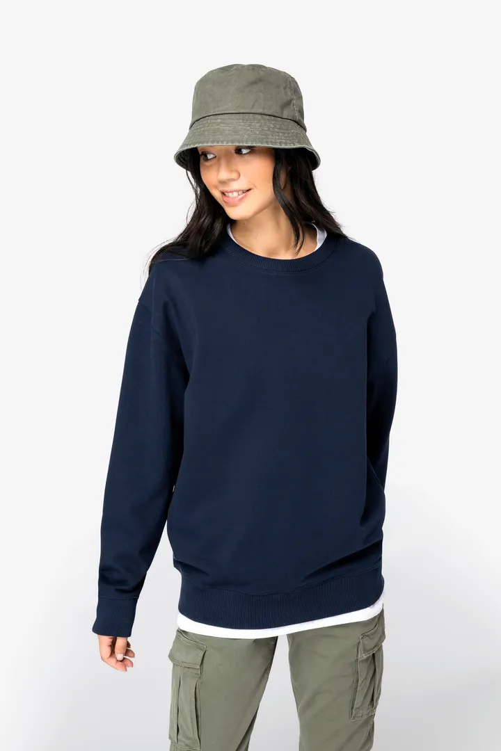 Sweat-shirt écoresponsable à col rond à épaules tombantes French Terry unisexe