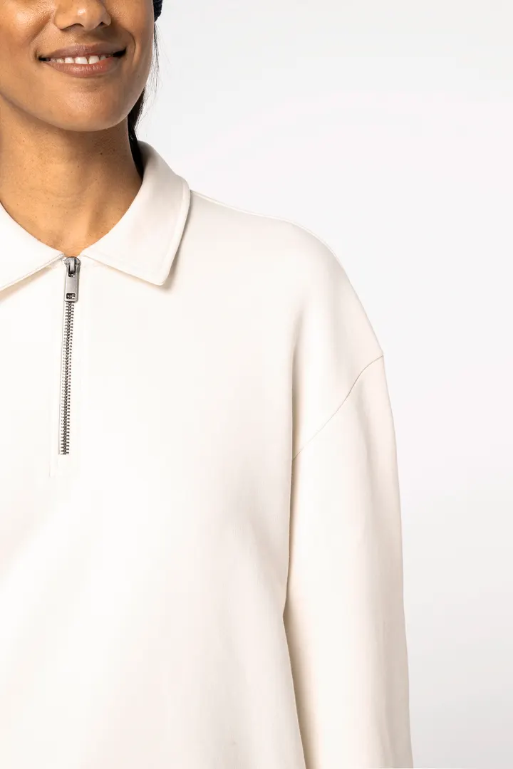 Sweat-shirt écoresponsable quart zip col polo à épaules tombantes unisexe 6