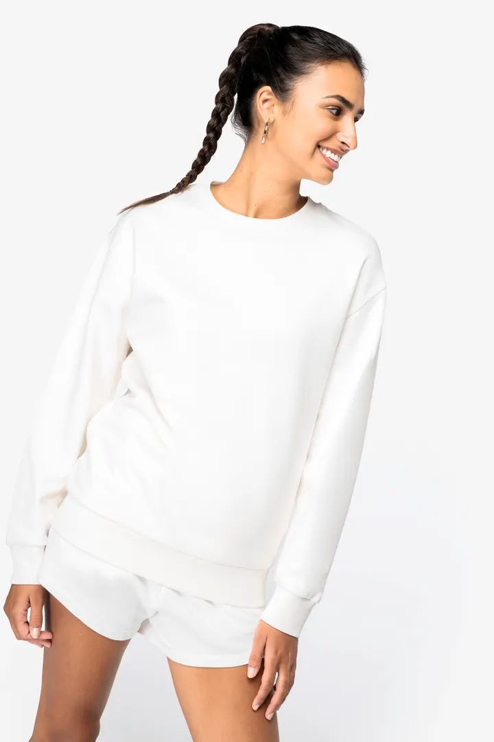 Sweat-shirt écoresponsable à col rond à épaules tombantes molleton gratté unisexe 7