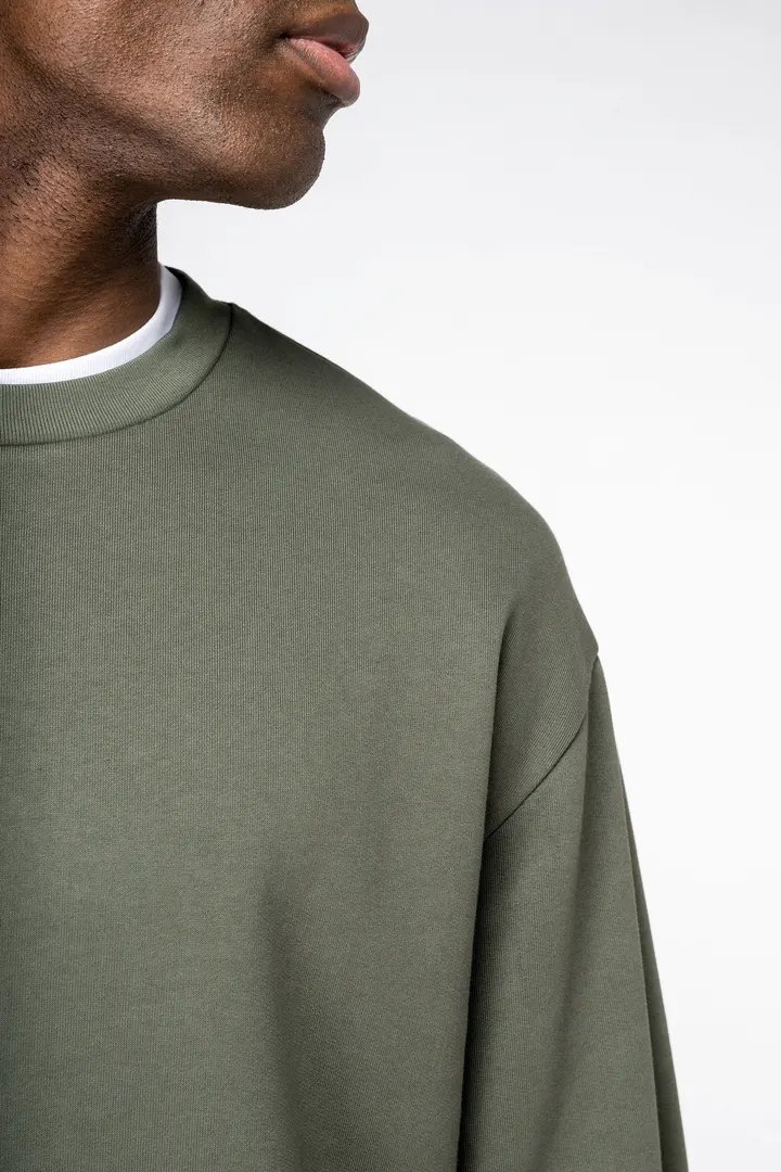 Sweat-shirt écoresponsable à col rond à épaules tombantes molleton gratté unisexe 4
